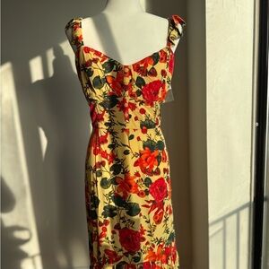 NWT CHELSEA28 Ruffle Midi Dress Layered Floral Ankle Length Boho Cottagecore L